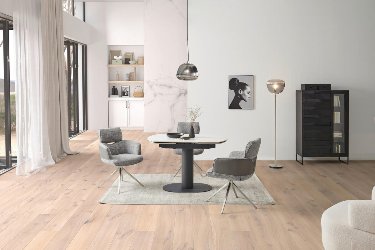 ARMLEHNSTUHL  in Edelstahl Webstoff, Mikrofaser  - Edelstahlfarben/Grau, KONVENTIONELL, Textil/Metall (59,5/90,5/64,5cm) - Livetastic