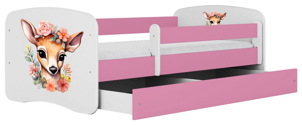 KINDER-/JUNIORBETT - Pink/Birkefarben, MODERN, Holz/Holzwerkstoff (80/160cm) - MID.YOU