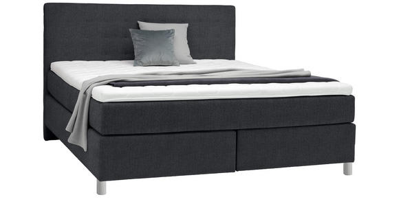 BOXSPRINGBETT 200/200 cm  in Anthrazit  - Chromfarben/Anthrazit, KONVENTIONELL, Kunststoff/Textil (200/200cm) - Voleo