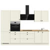 KÜCHENBLOCK 300 cm   in Weiß, Eichefarben  - Eichefarben/Schwarz, MODERN, Holzwerkstoff/Metall (300cm) - Nobilia