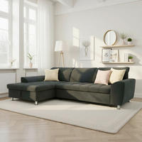 ECKSOFA MERIDIAN Schwarz Mikrofaser Rücken echt  - Chromfarben/Schwarz, KONVENTIONELL, Textil/Metall (171/278cm) - MID.YOU