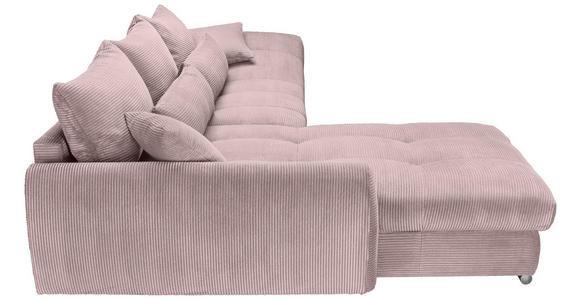 ECKSOFA Altrosa Cord  inkl. Zierkissen, Rückenkissen, Rücken echt  - Chromfarben/Altrosa, KONVENTIONELL, Textil/Metall (225/335cm) - Carryhome