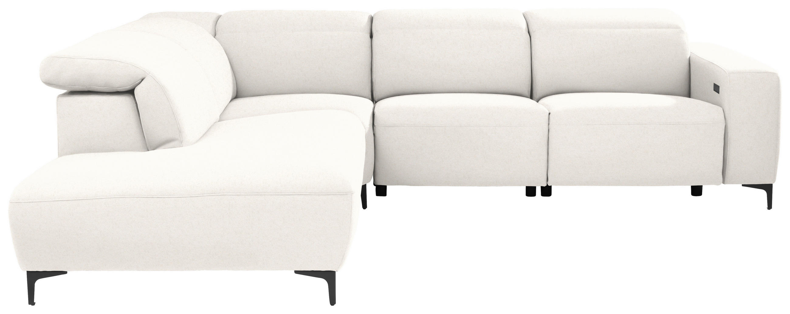 ECKSOFA Beige Flachgewebe  - Beige/Schwarz, Design, Textil/Metall (238/290cm) - Pure Home Lifestyle