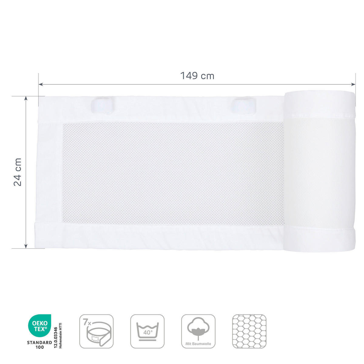 NESTCHEN babybay Nestchen 3D Mesh  - Weiß, Basics, Naturmaterialien (149/24/2cm) - Tobi