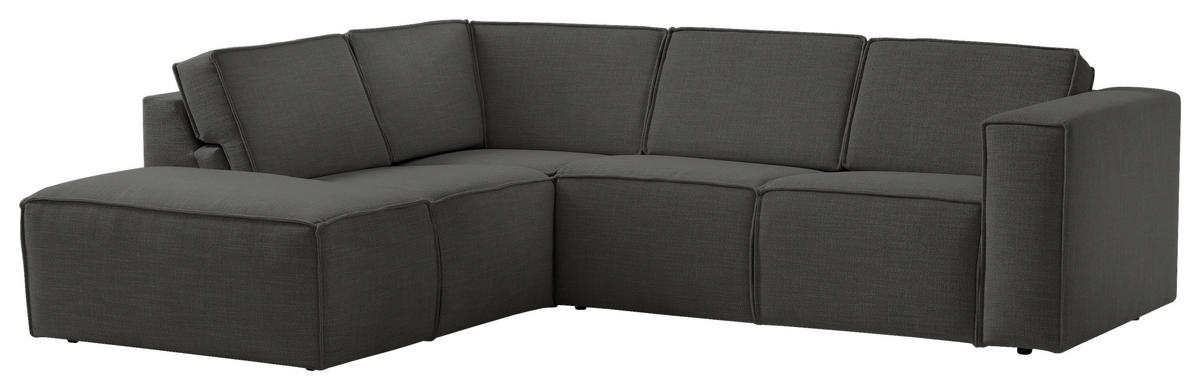 ECKSOFA Struktur Anthrazit  - Anthrazit/Schwarz, Modern, Kunststoff/Textil (220/275cm) - Trendmanufaktur