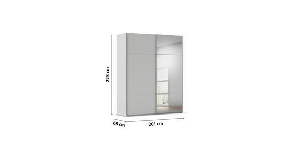 SCHWEBETÜRENSCHRANK 201/223/68 cm 2-türig Grau - Alufarben/Grau, KONVENTIONELL, Glas/Holzwerkstoff (201/223/68cm) - Novel