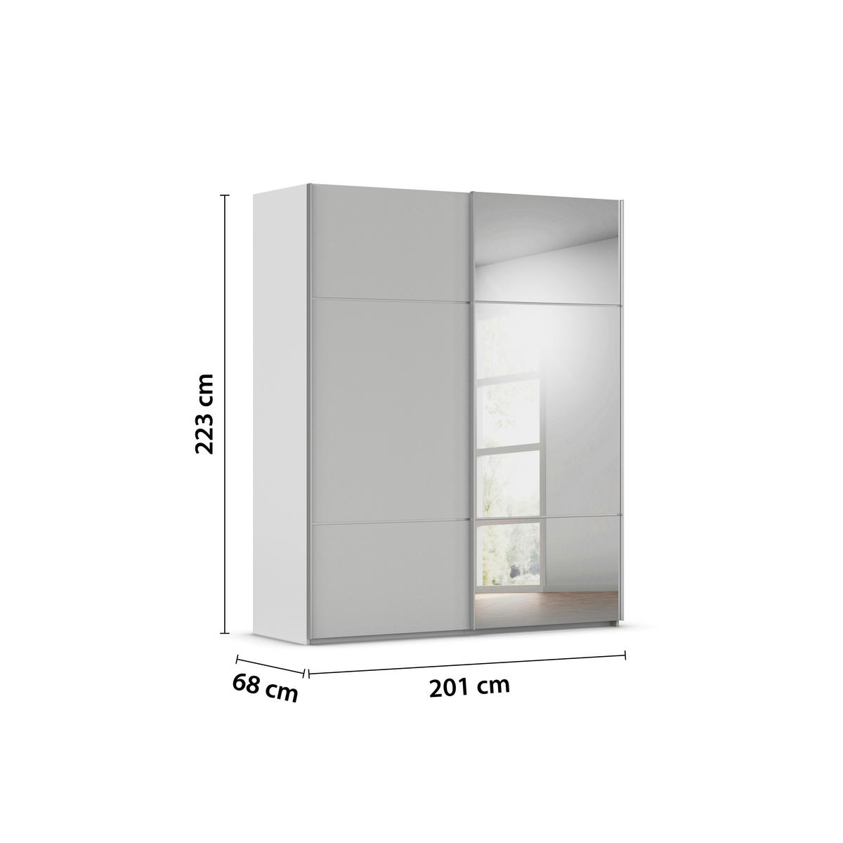 SCHWEBETÜRENSCHRANK in Grau  - Alufarben/Grau, Konventionell, Glas/Holzwerkstoff (201/223/68cm) - Novel