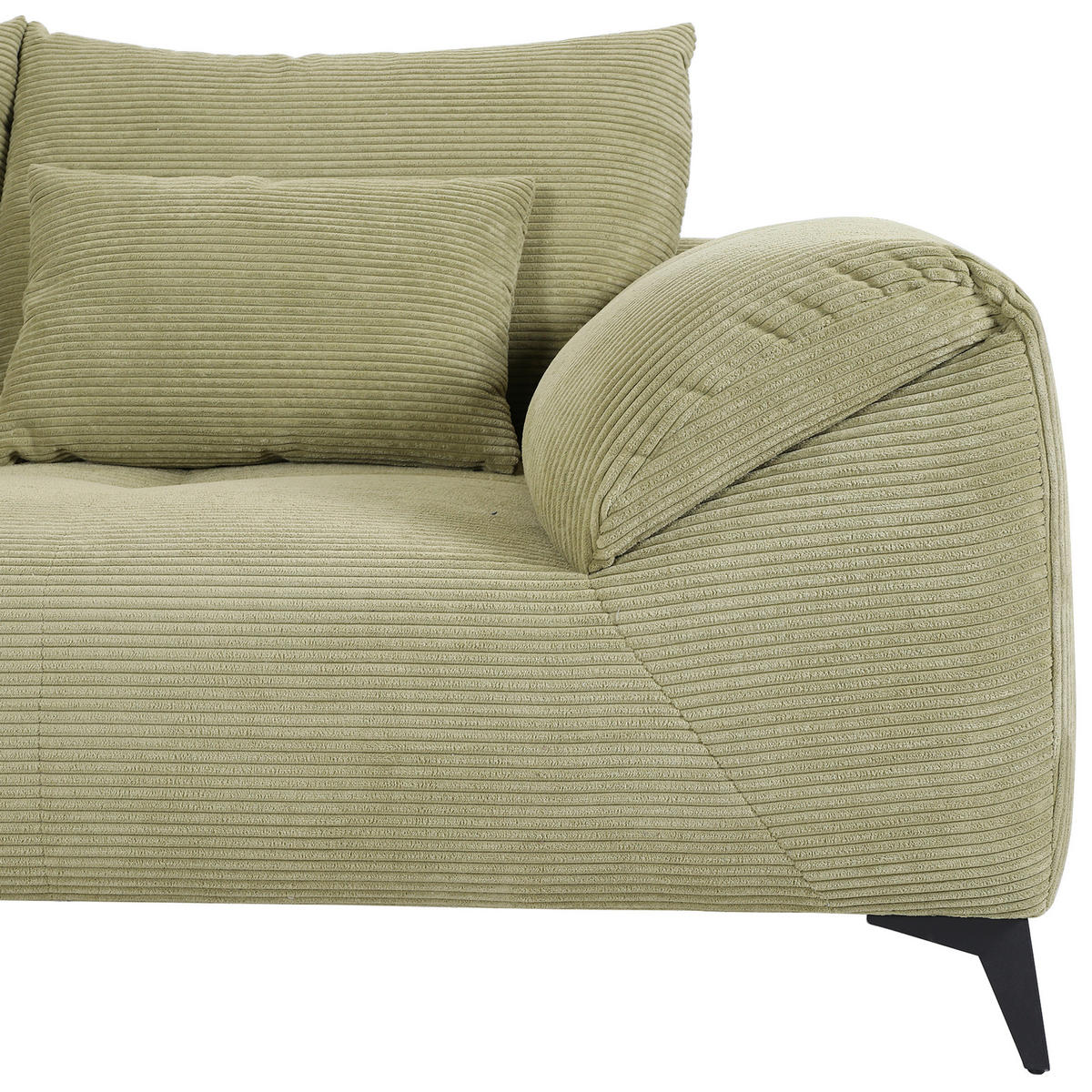 ECKSOFA in Cord Hellgrün  - Schwarz/Hellgrün, Konventionell, Textil/Metall (176/311cm) - Carryhome