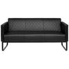 3-SITZER-SOFA Lederlook Schwarz  - Schwarz, MODERN, Textil/Metall (159/78/71cm) - MID.YOU