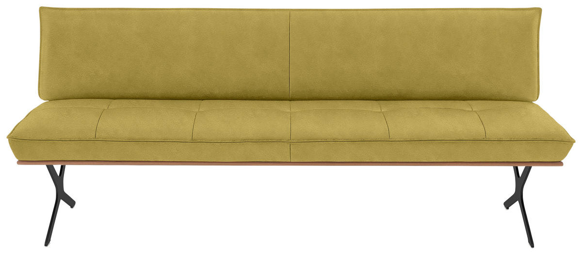 SITZBANK in Holz, Metall, Leder Schwarz, Hellgrün  - Schwarz/Hellgrün, Design, Leder/Holz (214/88/66cm) - Koinor