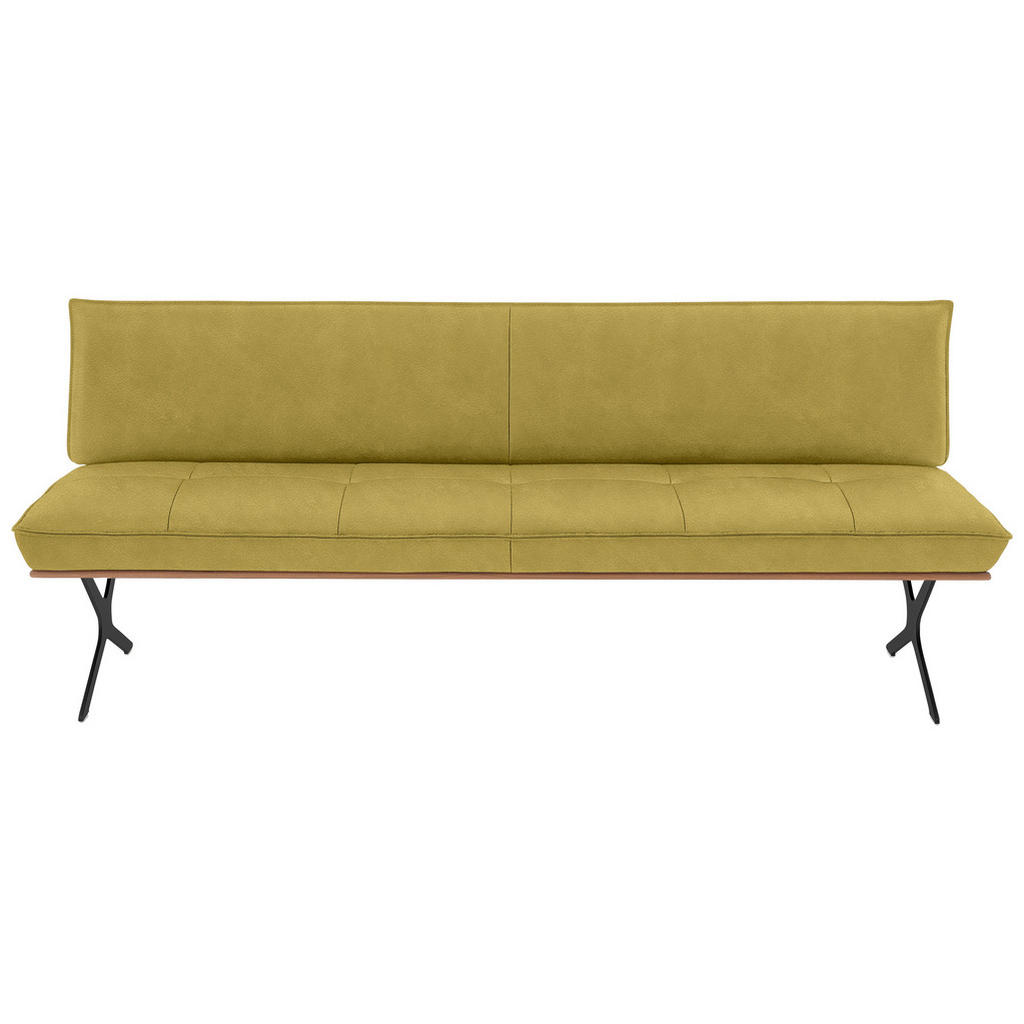 Thumbnail - Koinor Sitzbank, Schwarz, Hellgrün, Holz, Metall, Leder, Echtleder, Büffelleder, Nussbaum, furniert, 3-Sitzer, 214x88x66...