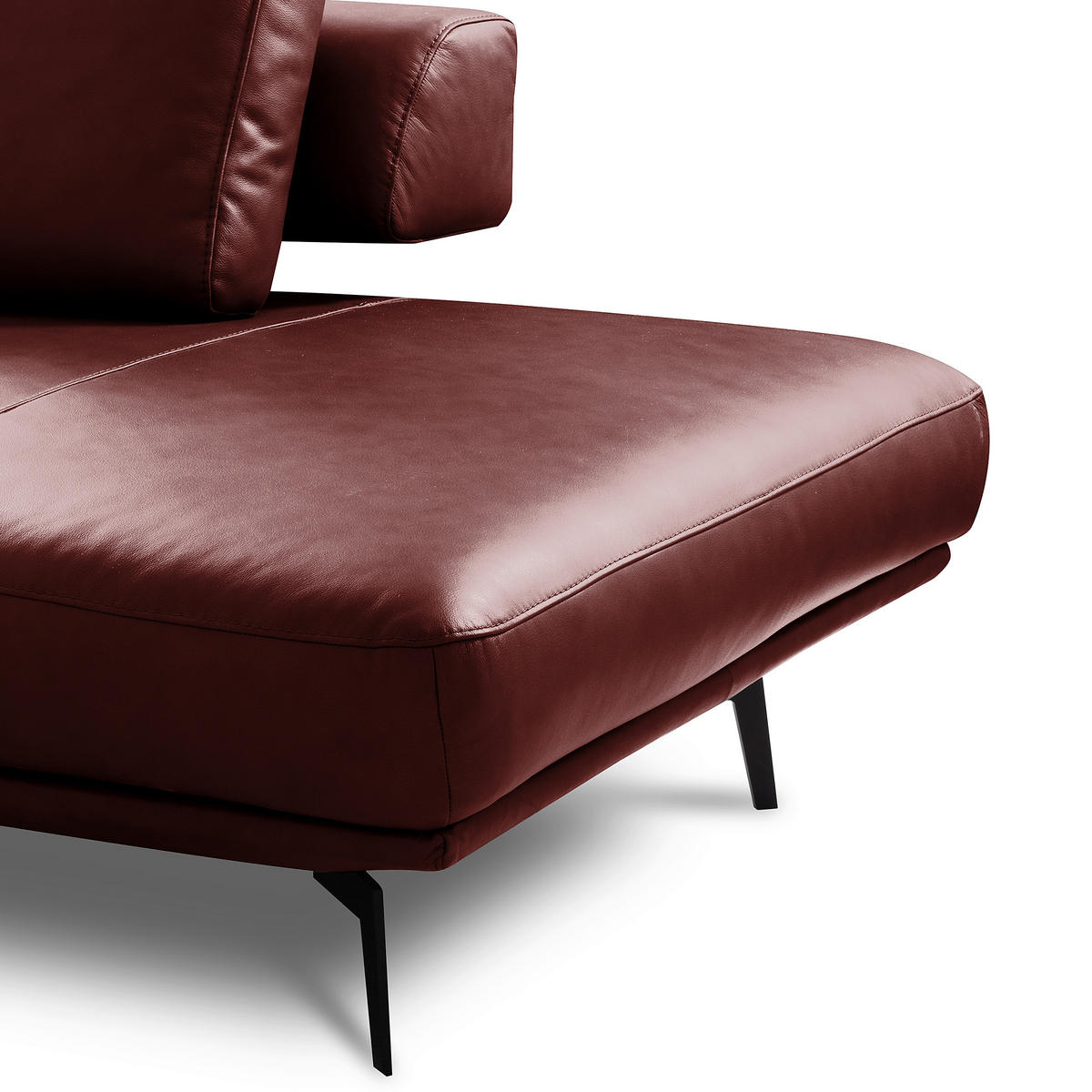 ECKSOFA Rot Echtleder  - Rot/Schwarz, Design, Leder/Metall (306/237cm) - Livetastic