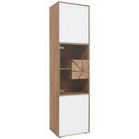 VITRINE Weiss, Eichefarben, Transparent  50/196/39 cm  - Weiss/Eichefarben, Natur, Glas/Holz (50/196/39cm) - Valnatura