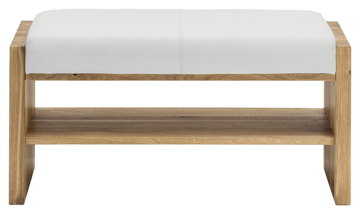 GARDEROBENBANK  in 88/44/42 cm  - Eichefarben/Weiß, MODERN, Leder/Holz (88/44/42cm) - Linea Natura