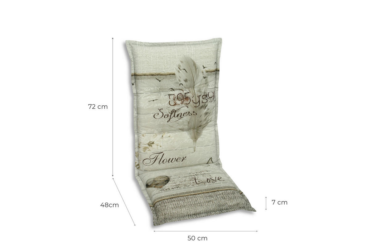 SESSELAUFLAGE in Grau, Beige Federn  - Beige/Grau, Design, Textil (50cm)