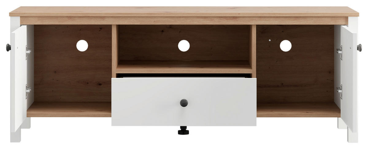 NISKA KOMODA   143/53.5/40 cm   bijela, hrast Artisan   - bijela/hrast Artisan, Basics, drvni materijal/plastika (143/53.5/40cm) - Carryhome