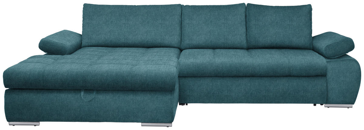 ECKSOFA in Flachgewebe Petrol  173/294 cm  - Chromfarben/Petrol, Design, Kunststoff/Textil (173/294cm) - Carryhome