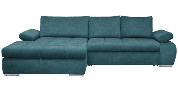 ECKSOFA in Flachgewebe Petrol  173/294 cm  - Chromfarben/Petrol, Design, Kunststoff/Textil (173/294cm) - Carryhome
