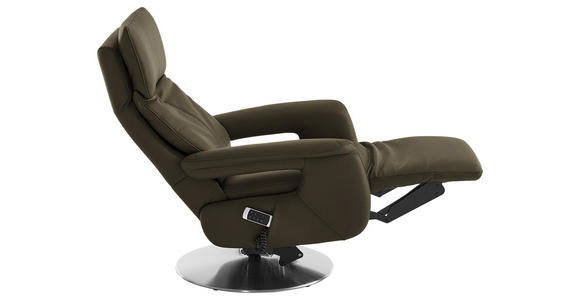 RELAXSESSEL in Leder Olivgrün - Edelstahlfarben/Olivgrün, Design, Leder/Metall (78/112/85cm) - Cantus