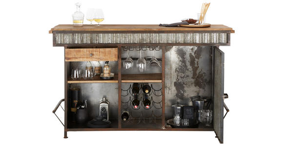 BAR Mangoholz Hartholz Anthrazit, Grau - Anthrazit/Grau, Trend, Holz/Metall (168/103/55cm) - Landscape