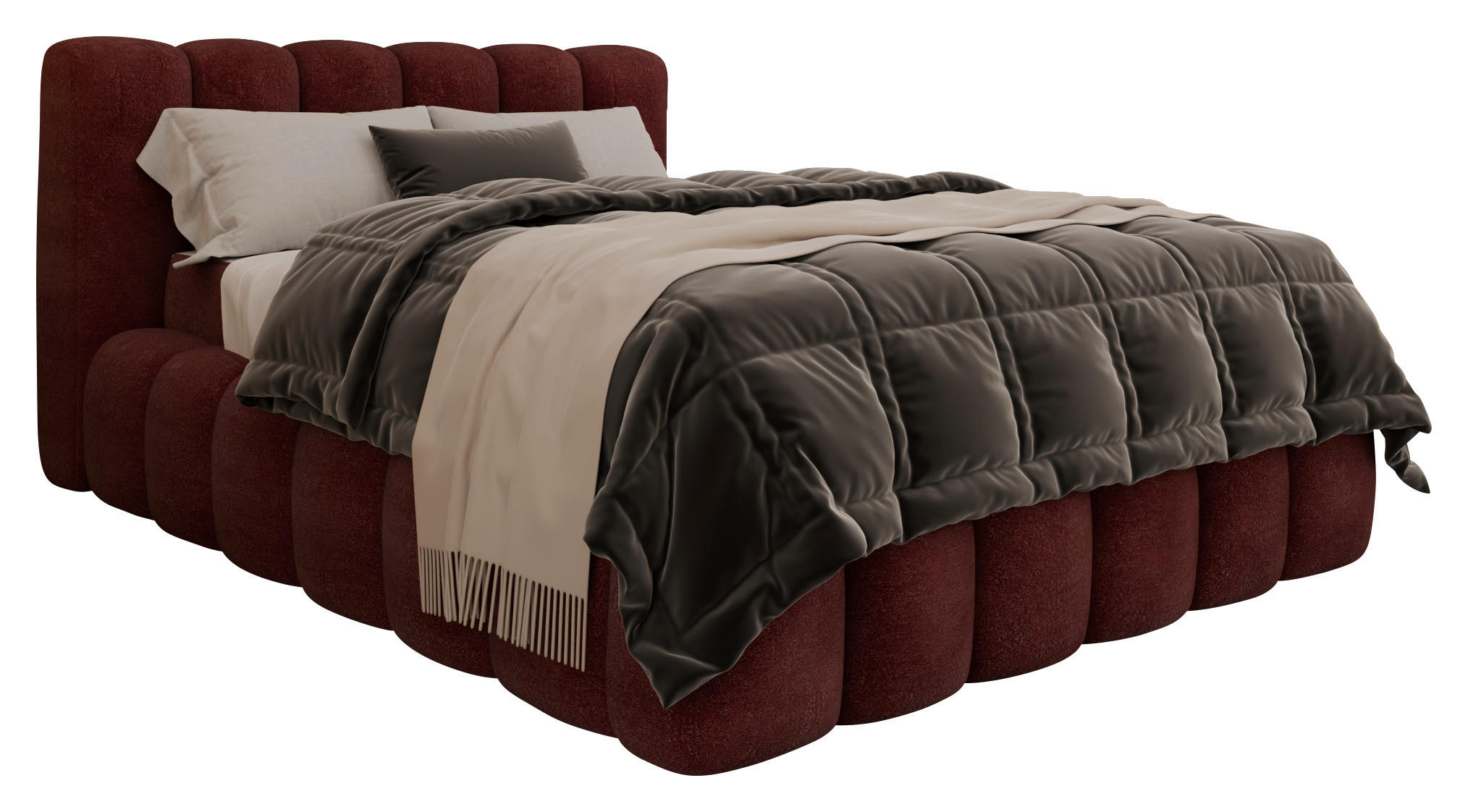 POLSTERBETT Bettkasten 140/200 cm  in Bordeaux  - Bordeaux/Schwarz, Trend, Kunststoff/Textil (140/200cm) - Esposa