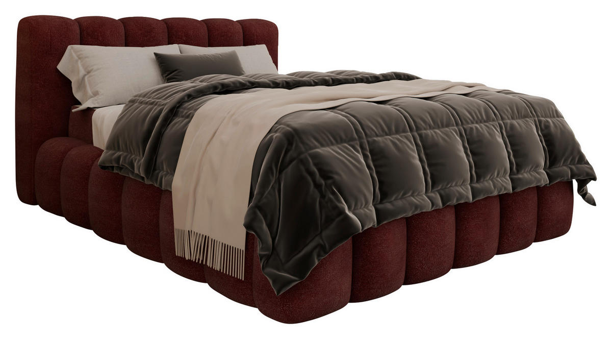 POLSTERBETT Bettkasten 140/200 cm  in Bordeaux  - Bordeaux/Schwarz, Trend, Kunststoff/Textil (140/200cm) - Esposa