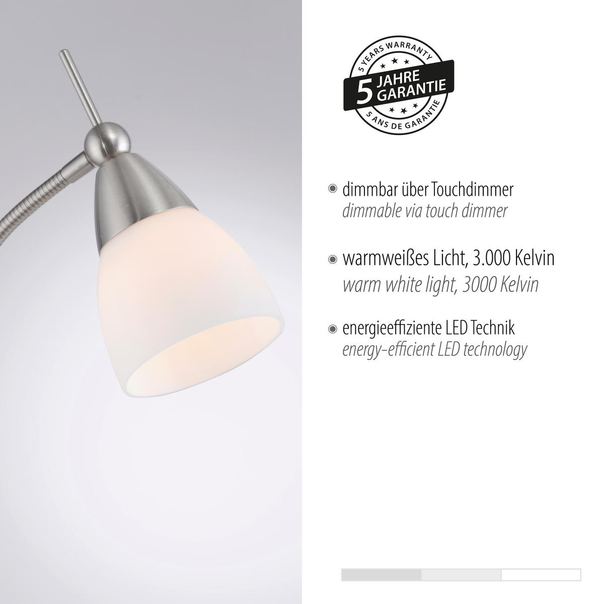 LED-STEHLEUCHTE 74/74/163 cm    - Edelstahlfarben, Basics, Glas/Metall (74/74/163cm) - Paul Neuhaus