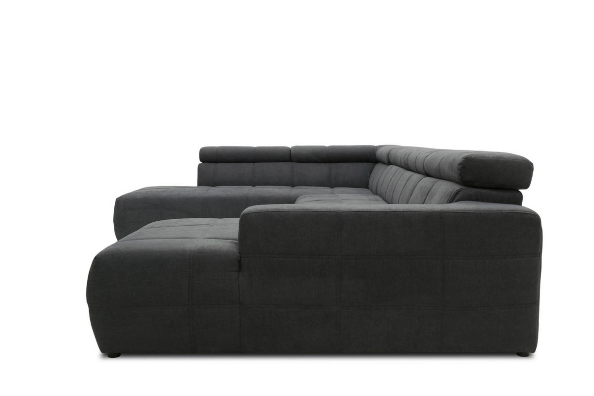 WOHNLANDSCHAFT in Mikrofaser Dunkelgrau  - Dunkelgrau/Schwarz, Design, Kunststoff/Textil (228/359/175cm) - MID.YOU