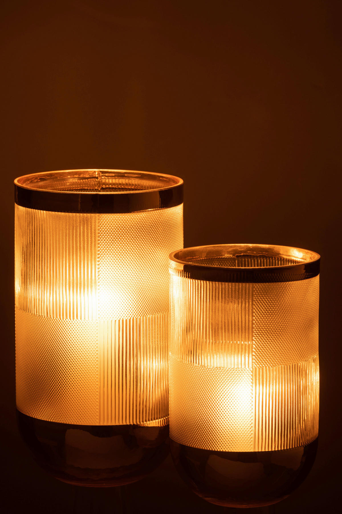 DEKOVASE  - Transparent/Goldfarben, Basics, Glas (15/15/26cm)