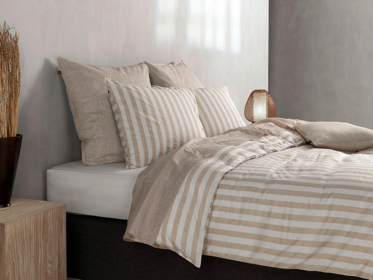 BETTWÄSCHE 2-teilig Banda-di-Lino Renforcé 135/200 cm  - Beige, Basics, Textil (135/200cm)