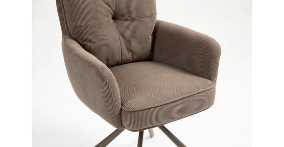 ARMLEHNSTUHL  Sitzfläche 180° drehbar, automatische Rückholfunktion Feincord  - Braun, Design, Textil/Metall (61/95/67cm) - Novel