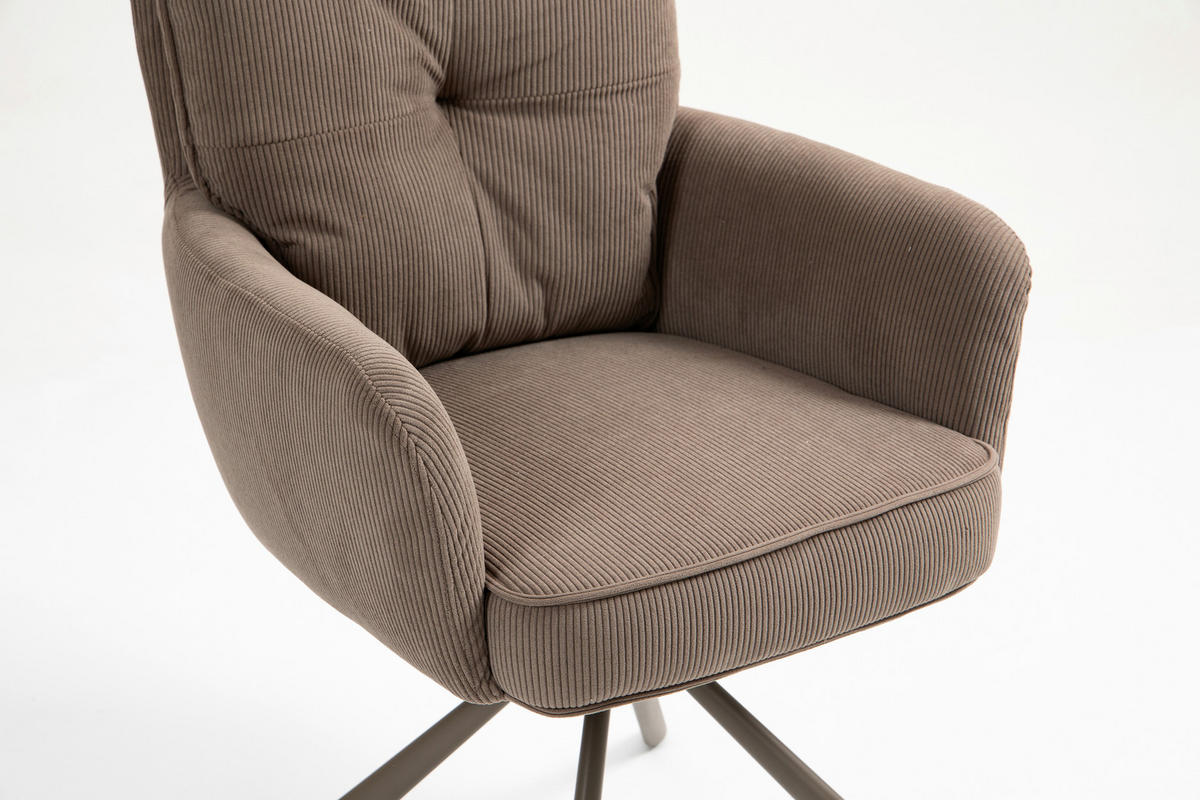 ARMLEHNSTUHL  in Feincord  - Braun, Design, Textil/Metall (61/95/67cm) - Novel