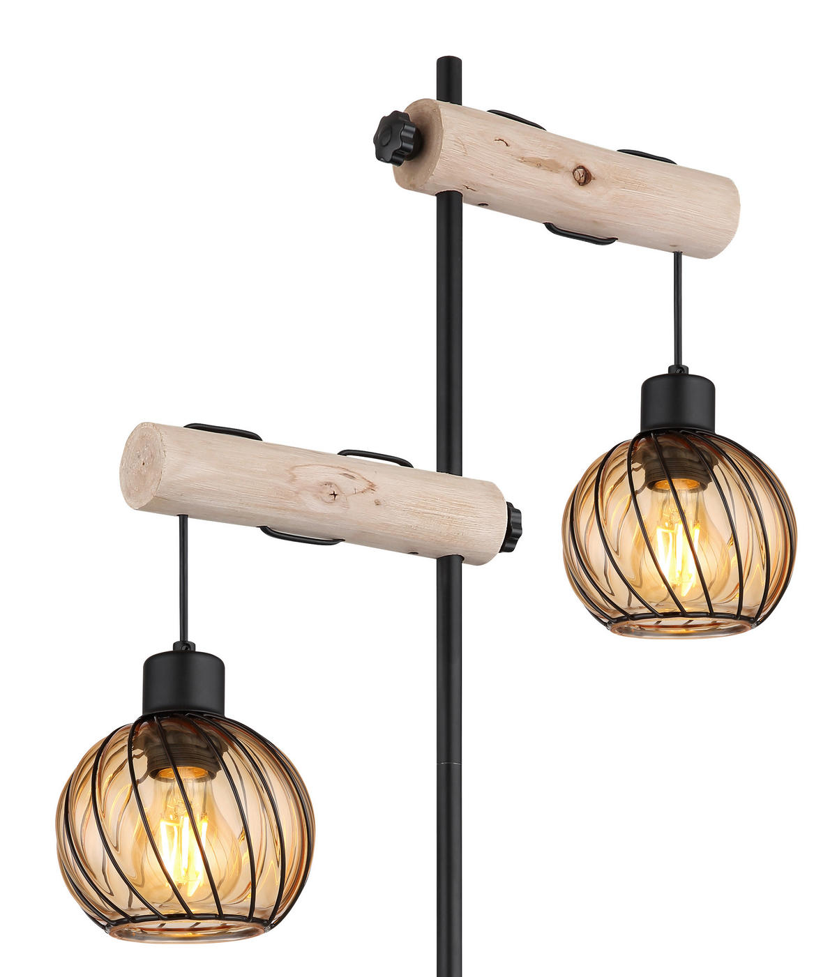 STEHLEUCHTE 48/25/168 cm    - Schwarz/Naturfarben, Natur, Glas/Holz (48/25/168cm) - Globo