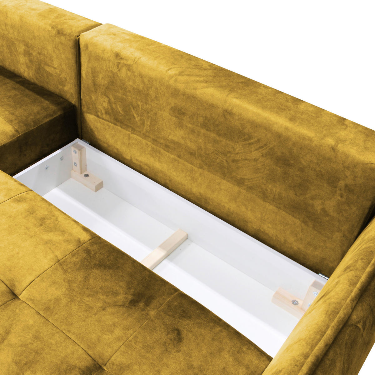 ECKSOFA in Velours Senfgelb  196/264 cm  - Goldfarben/Senfgelb, Design, Textil/Metall (196/264cm) - MID.YOU