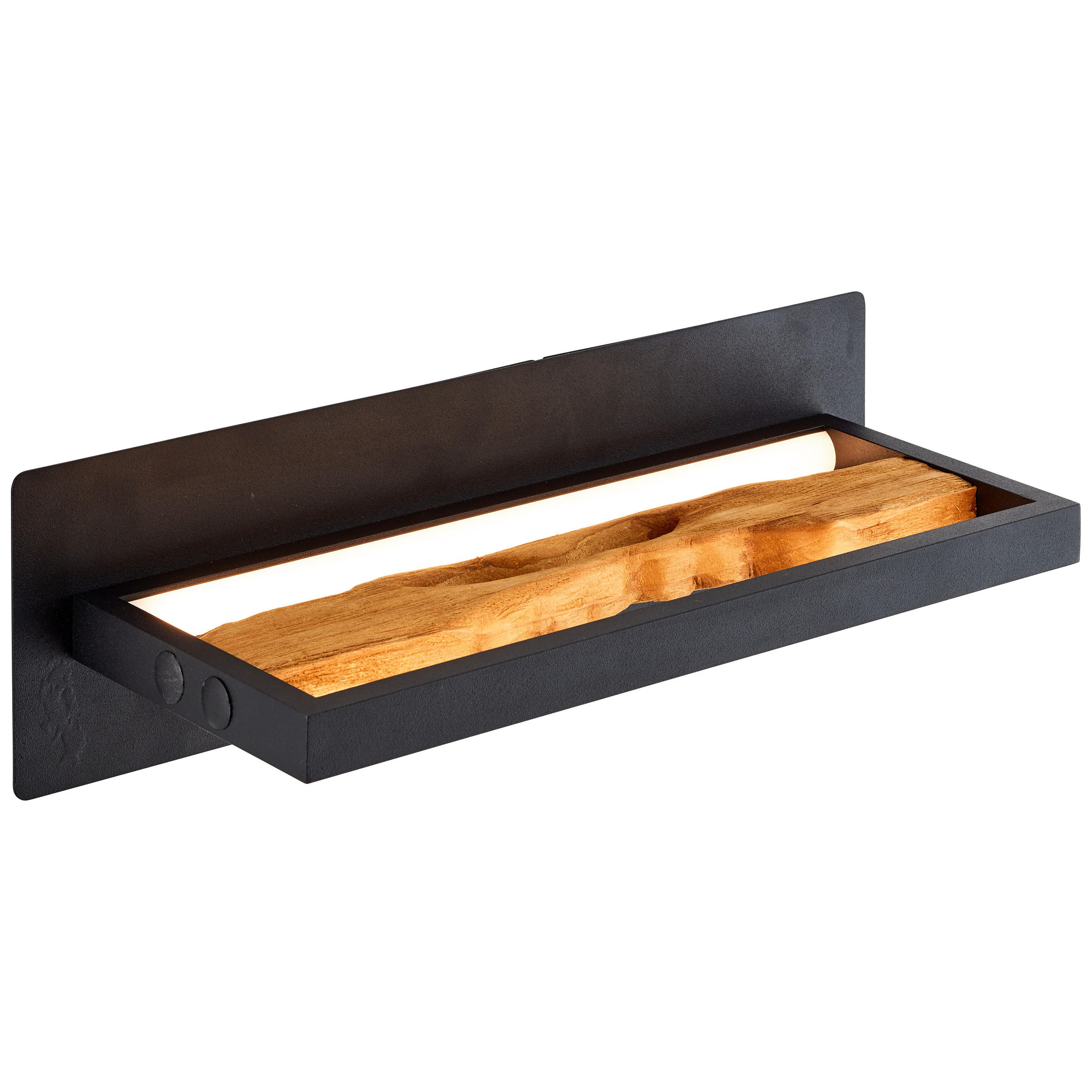 LED-WANDLEUCHTE - Schwarz/Braun, Design, Holz/Metall (15,1/35cm) - Brilliant