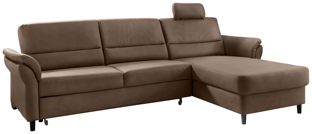 ECKSOFA in Lederlook Braun  - Schwarz/Braun, Modern, Holz/Textil (279/176cm) - Livetastic