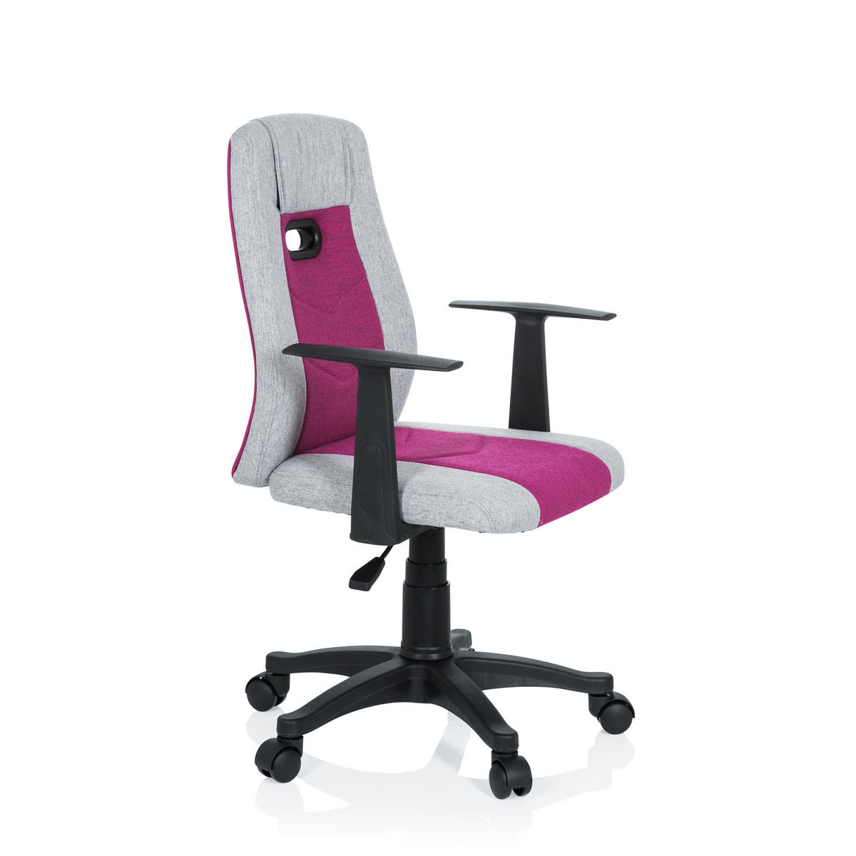 OTOČNÁ ŽIDLE PRO MLÁDEŽ, šedá, pink - šedá/pink, Basics, plast (55/95-105/45cm) - MID.YOU