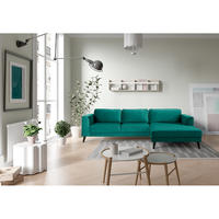 ECKSCHLAFSOFA in Samt, Velours Petrol  - Wengefarben/Petrol, Modern, Holz/Textil (280/85/169cm) - Trendmanufaktur