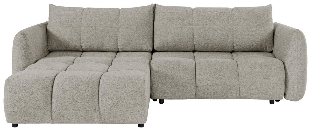 ECKSCHLAFSOFA  in Flachgewebe Mokka  - Schwarz/Mokka, KONVENTIONELL, Holzwerkstoff/Kunststoff (273/188cm) - Livetastic