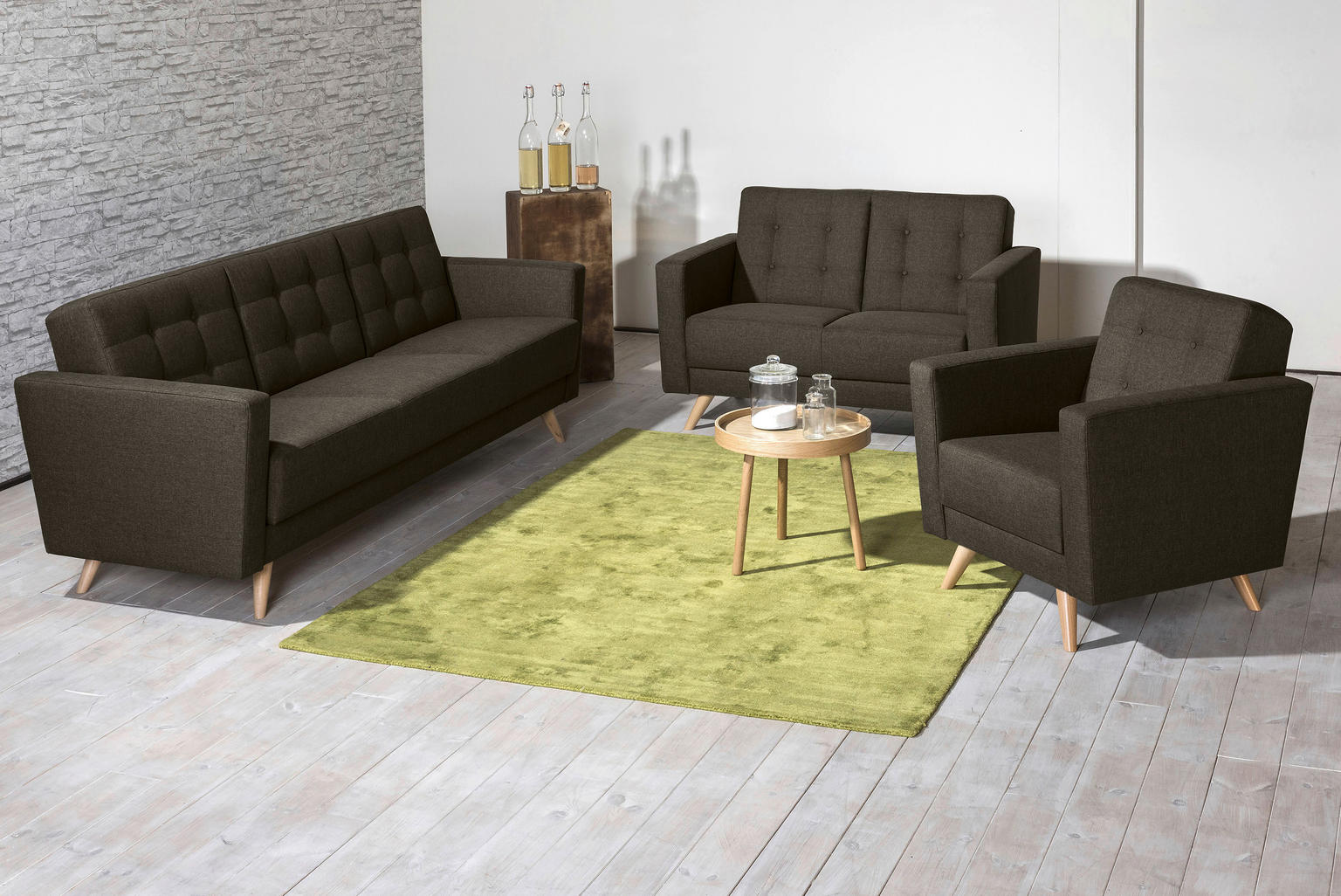 2-SITZER-SOFA Flachgewebe Braun - Einrichtungsbeispiel