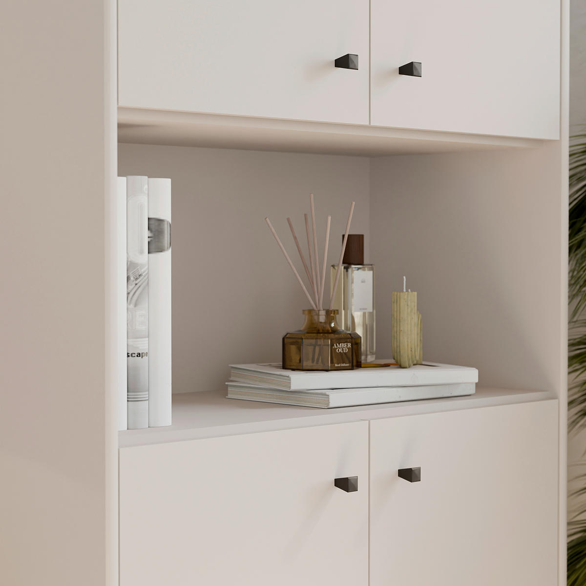DREHTÜRENSCHRANK 73,7/197,5/34,8 cm,  in Sandfarben, 4 Tür(en)  - Sandfarben/Schwarz, Design, Holzwerkstoff/Kunststoff (73,7/197,5/34,8cm)