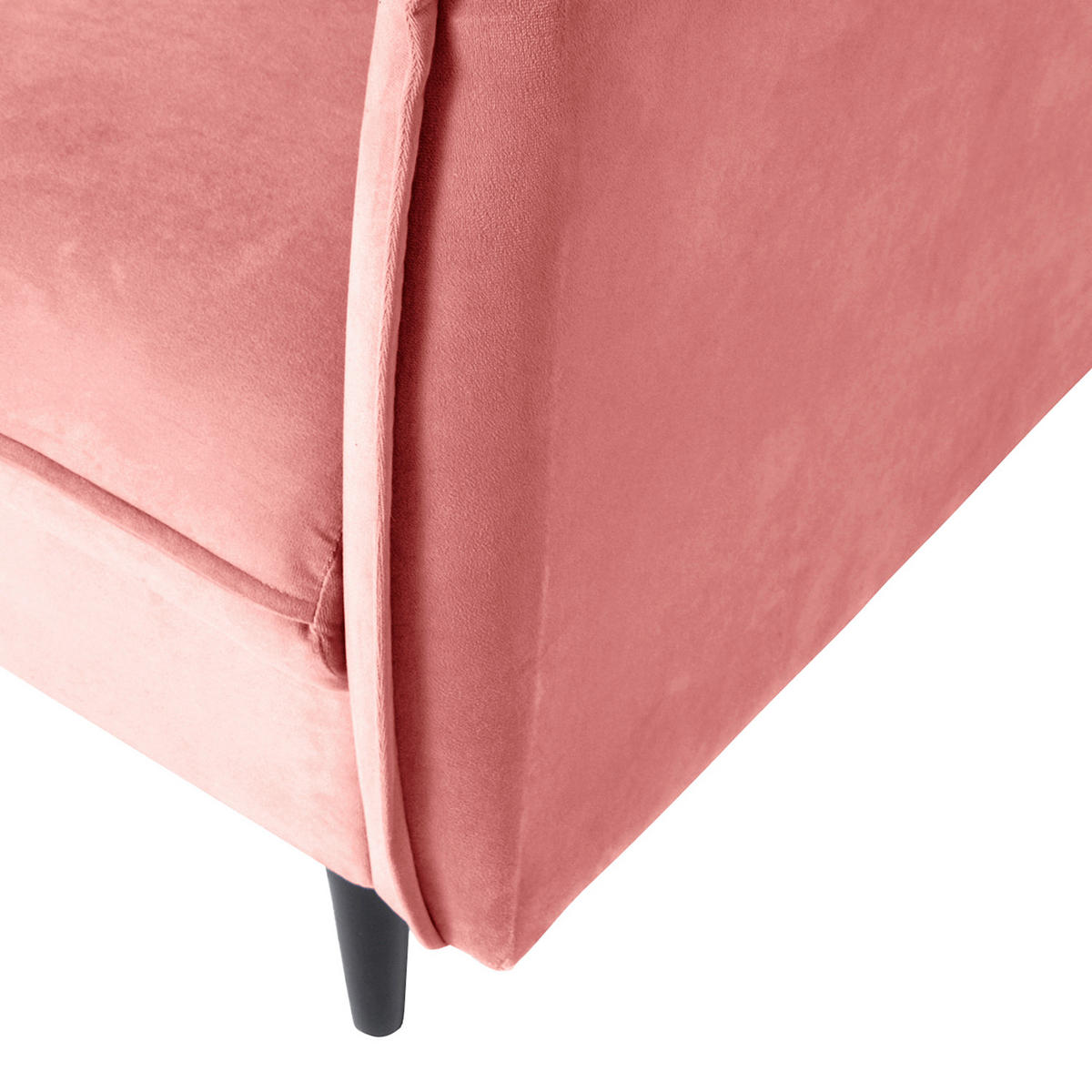 3-SITZER-SOFA JULI in Samt Rosa  - Schwarz/Rosa, Design, Holz/Textil (203/86/100cm) - P & B