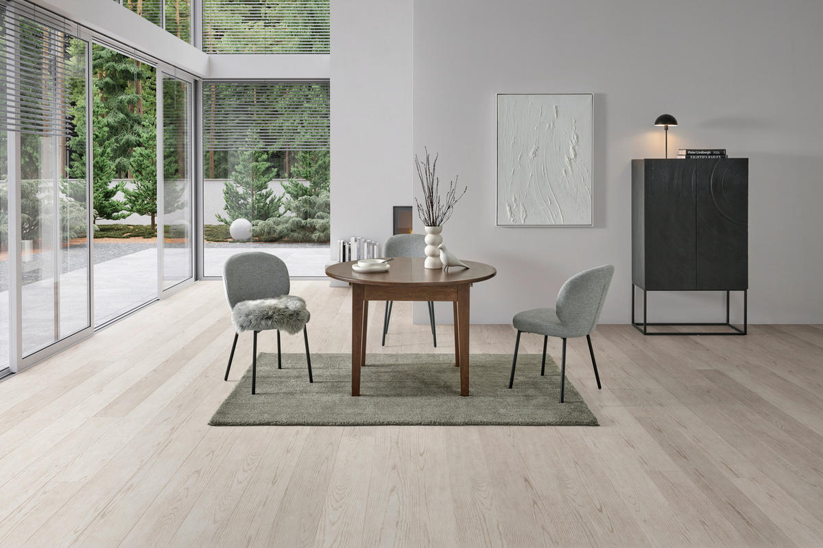 ESSTISCH 115/115/76 cm Echtholz  Holz ausziehbar, schnell aufzubauende und stabile Arbeitsfläche oval Walnussfarben  - Walnussfarben, MODERN, Holz (115/115/76cm) - Livetastic
