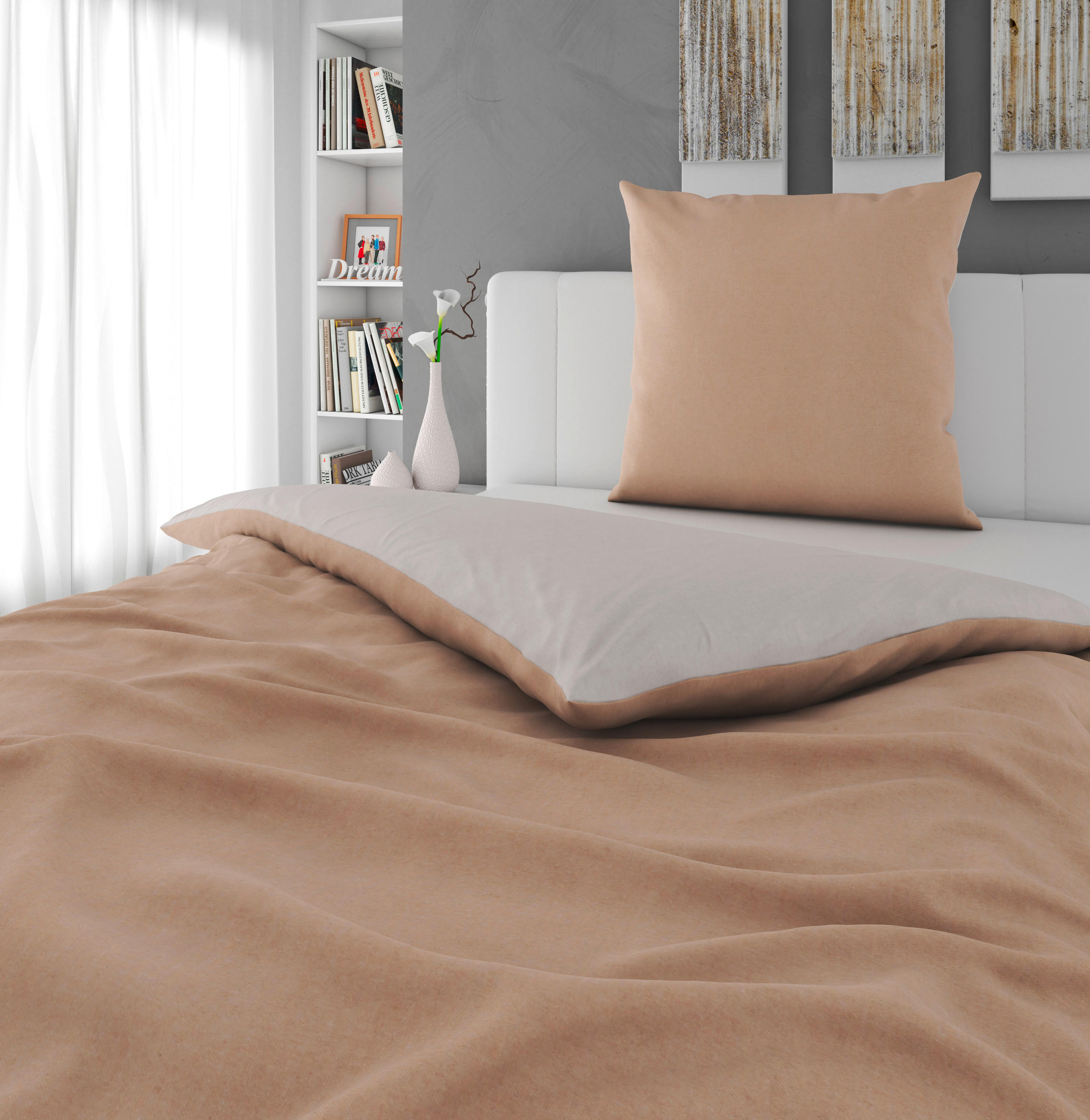 BETTWÄSCHE Flanell 135/200 cm  - Beige/Grauweiß, Basics, Textil (135/200cm) - Novel