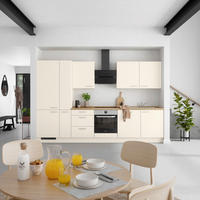 KÜCHENBLOCK 330 cm   in Eichefarben, Magnolie  - Edelstahlfarben/Eichefarben, MODERN, Holzwerkstoff/Metall (330cm) - Nobilia