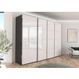 SCHWEBETÜRENSCHRANK 316/235/68 cm 4-türig Graphitfarben, Weiß  - Chromfarben/Graphitfarben, Design, Glas/Holzwerkstoff (316/235/68cm) - Novel