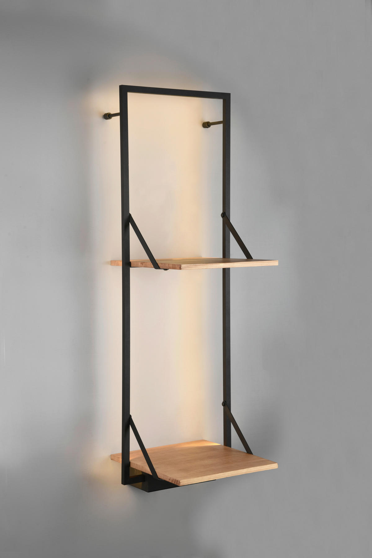 POLICA ZIDNA prirodne boje, crna  drvo, metal  - prirodne boje/crna, Basics, drvo/metal (30/90/30cm)