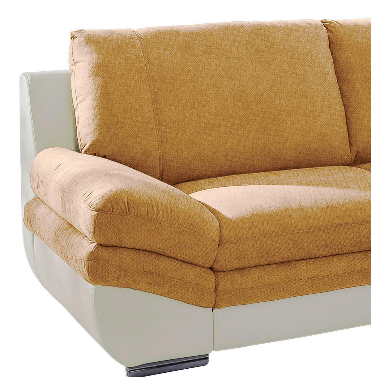 WOHNLANDSCHAFT in Creme, Dunkelgelb  - Chromfarben/Dunkelgelb, Modern, Textil/Metall (264/221cm) - MID.YOU