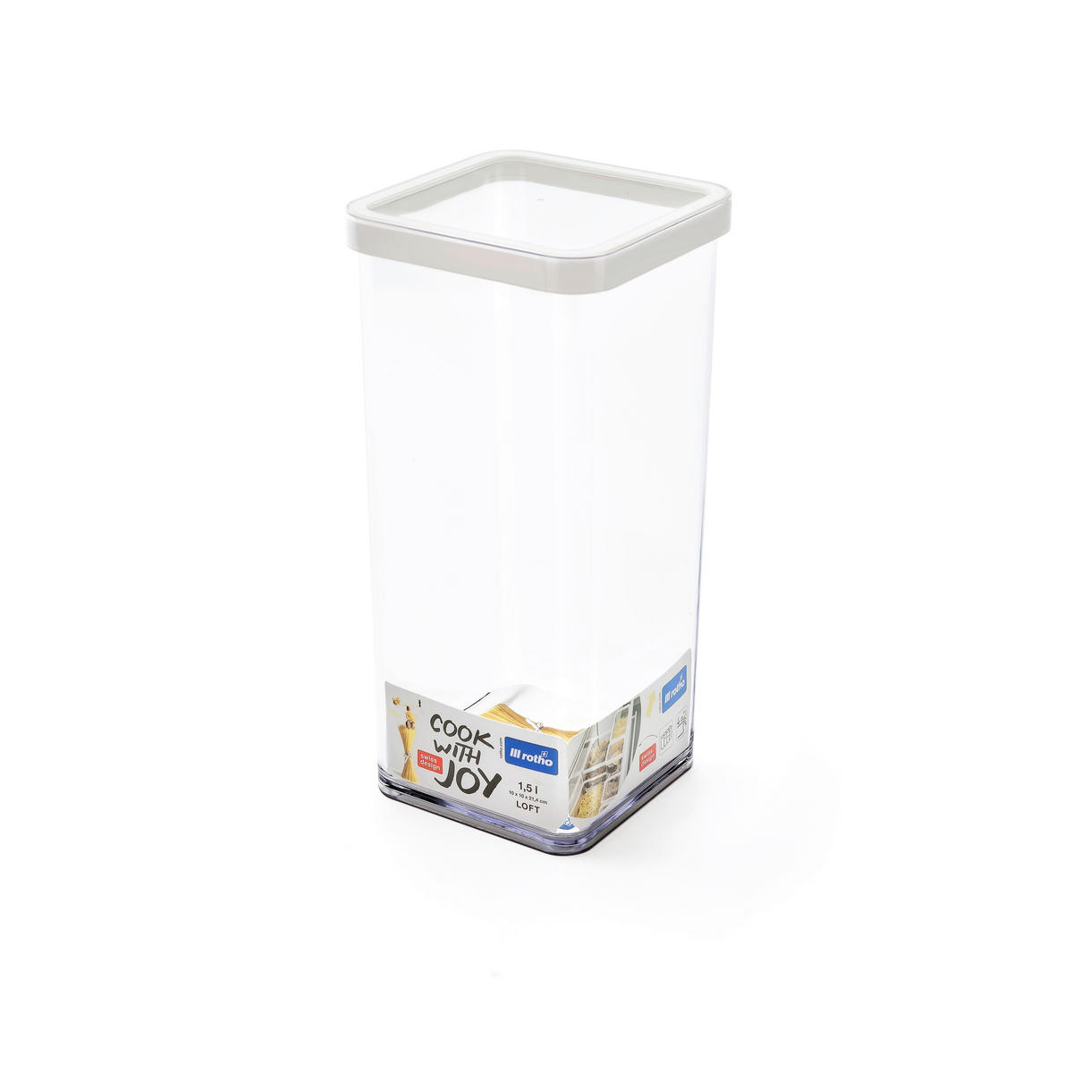 VORRATSDOSE 1,5 l  - Klar/Weiss, Basics, Kunststoff (10/10/21,4cm) - Rotho