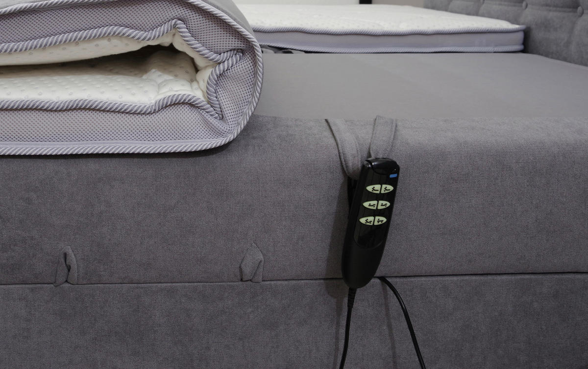 BOXBETT 120/200 cm  in Hellgrau  - Hellgrau/Schwarz, KONVENTIONELL, Kunststoff/Textil (120/200cm) - Carryhome